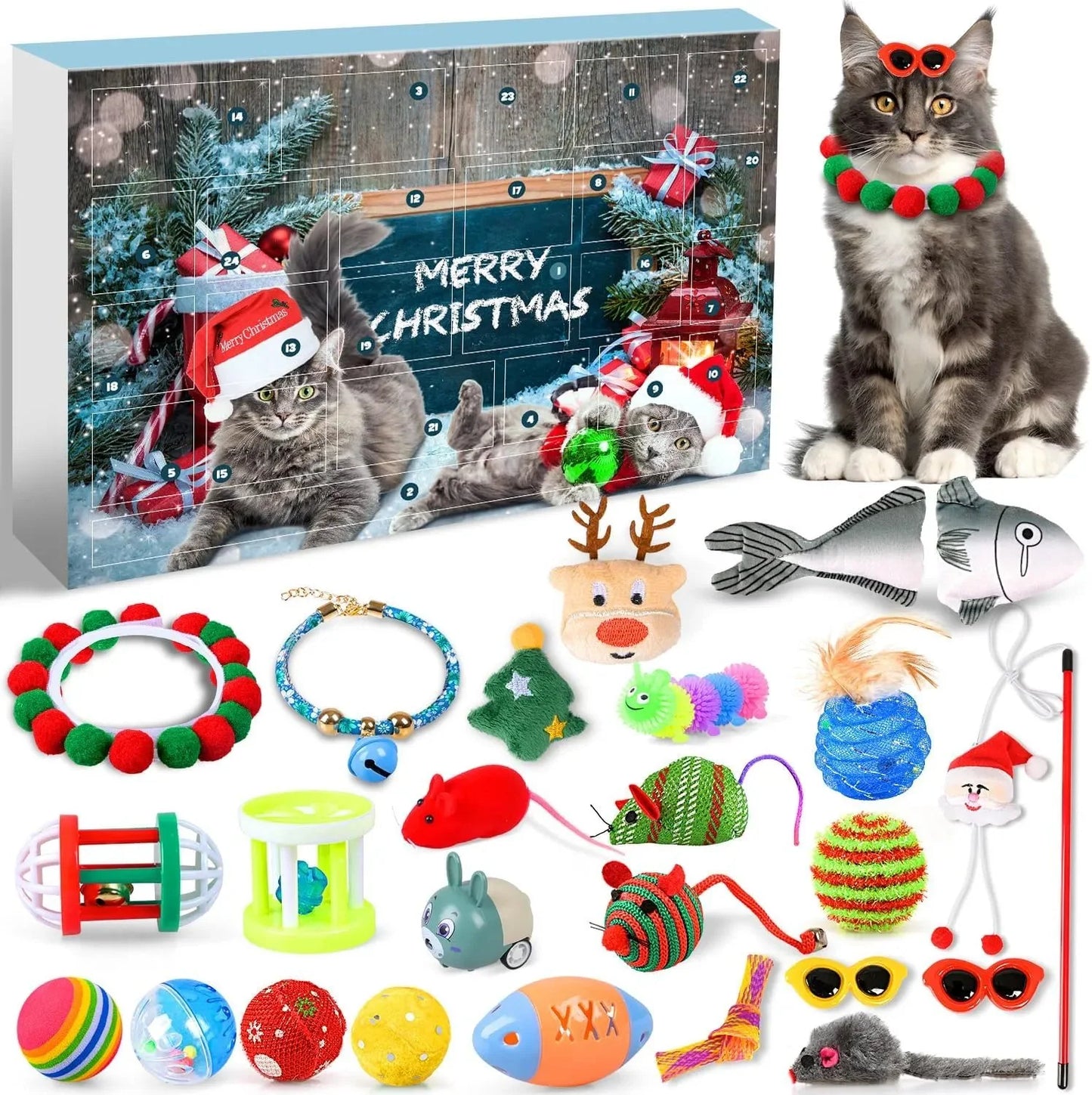🐱2025 Christmas Countdown Cat Toys Advent Calendar