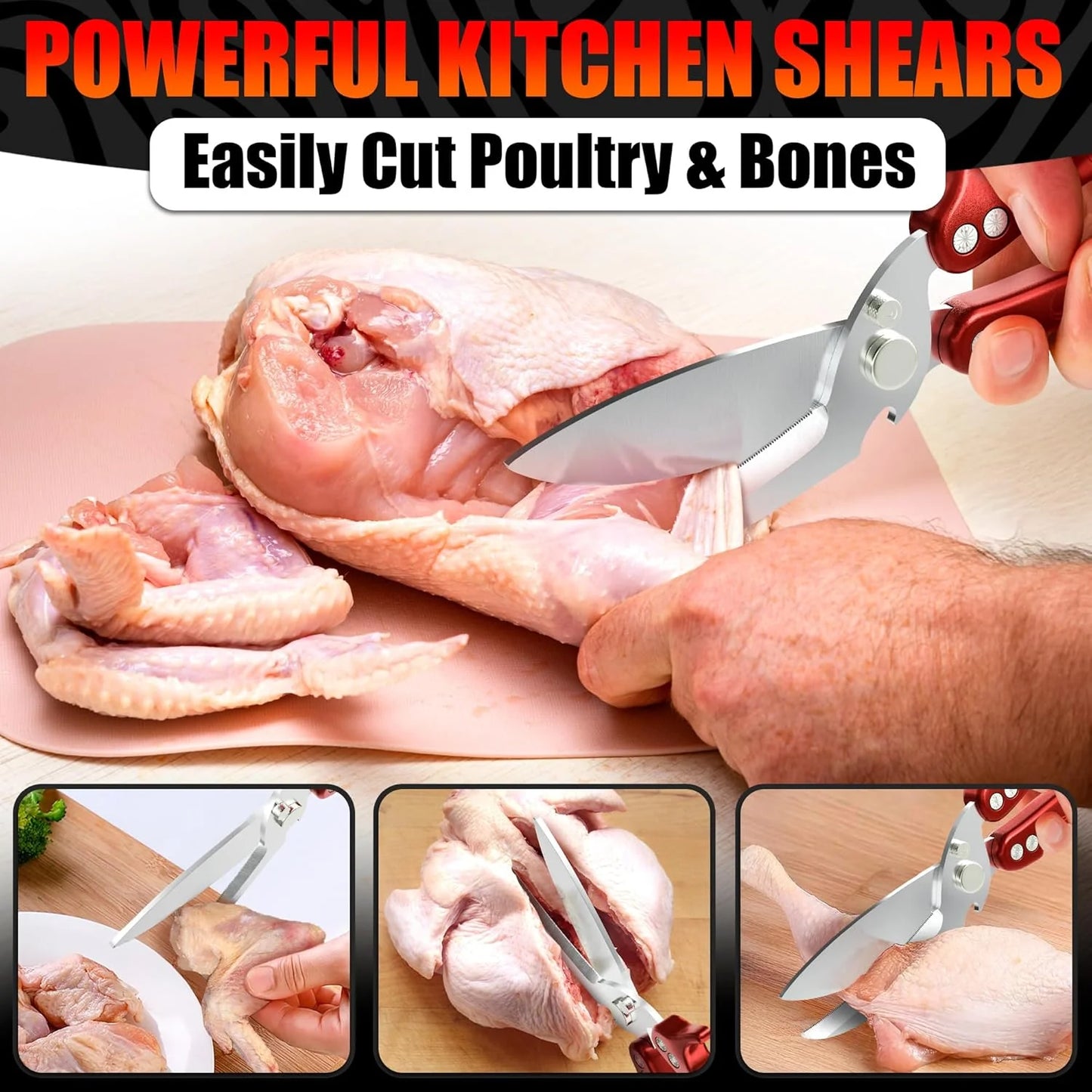 Kitchen Food Scissors – 2-in-1 Cutting Board Scissors