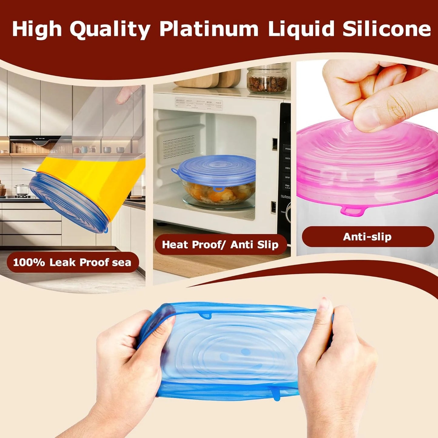 Silicone Stretch Lids Seal in Flavors, Keep Food Fresh
