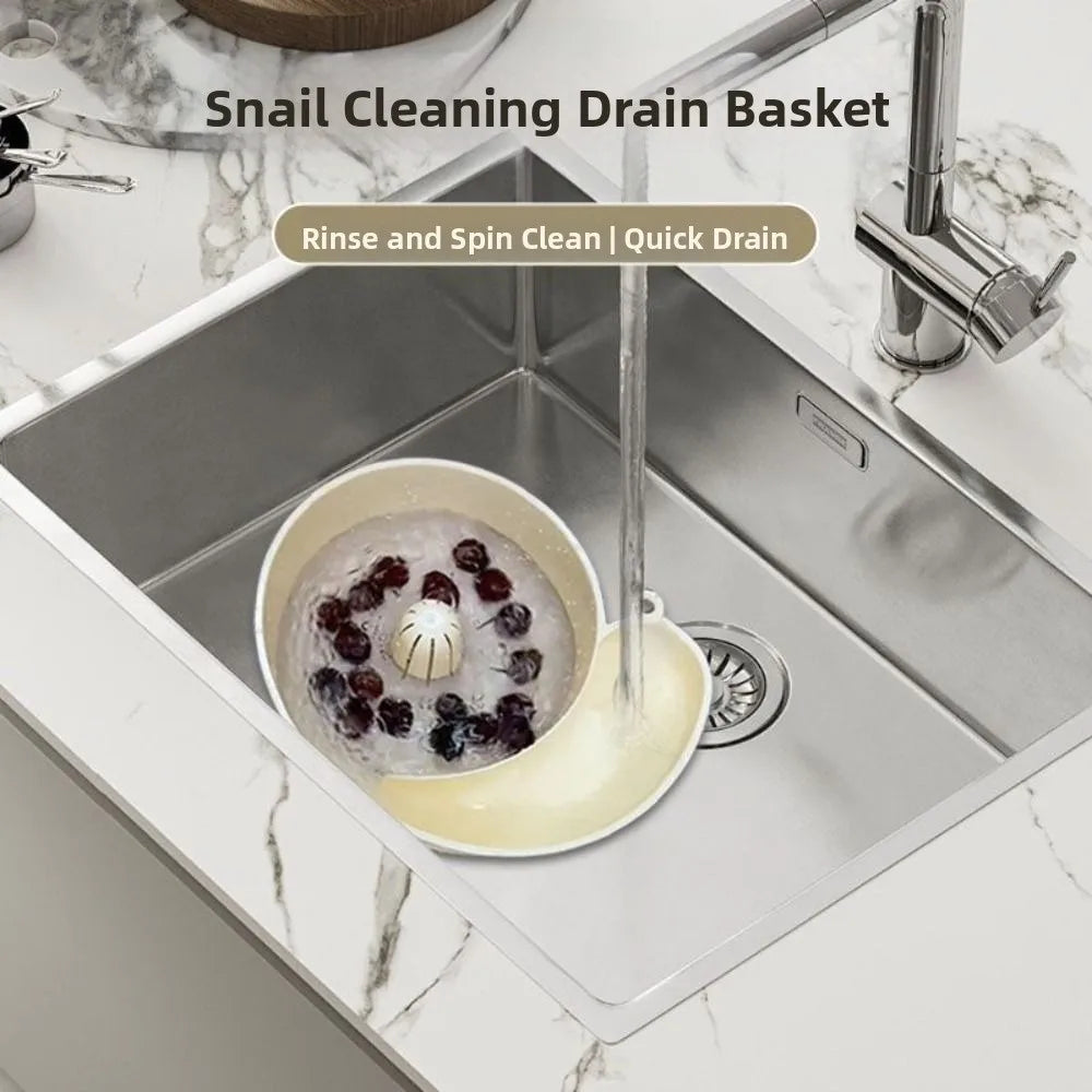 Creative Automatic Rotation Snail Shape Fruit Drainer Basket