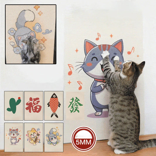 Self-Adhesive Cat Scratching Mat with Cartoon Print