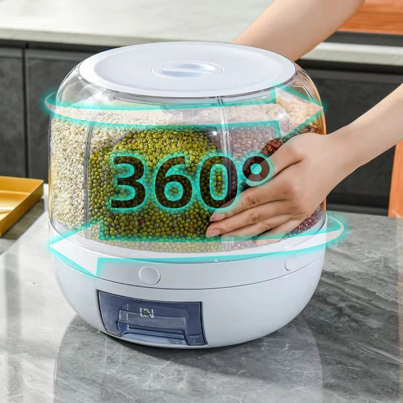 360  Rotating Grain Storage Food Dispenser With Button Moisture Resistant.