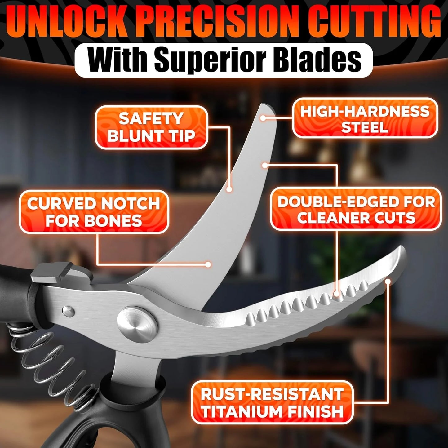 Kitchen Food Scissors – 2-in-1 Cutting Board Scissors