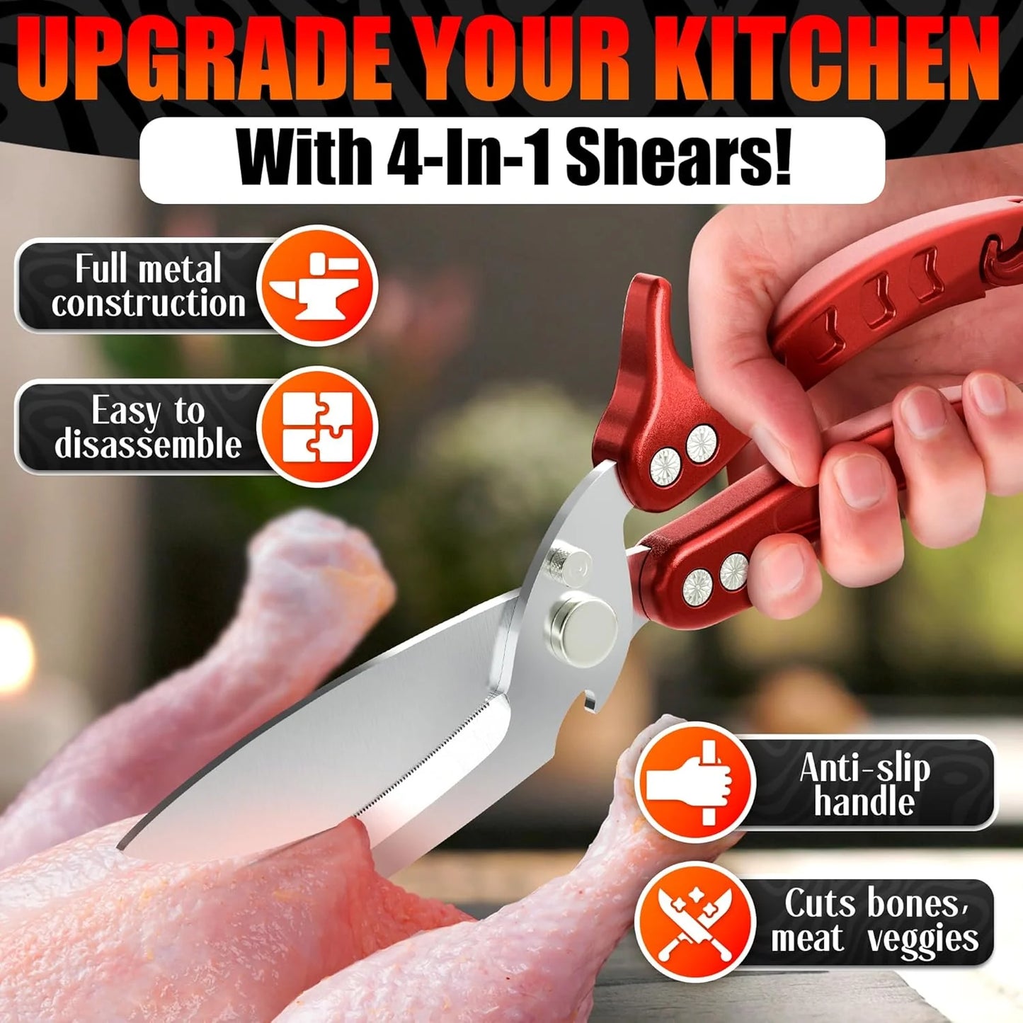 Kitchen Food Scissors – 2-in-1 Cutting Board Scissors