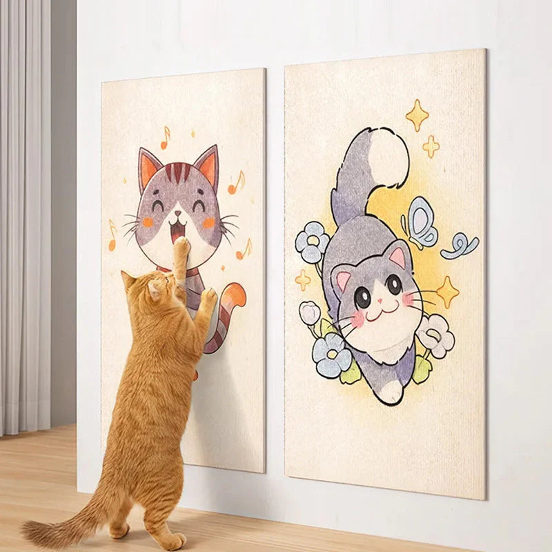 Self-Adhesive Cat Scratching Mat with Cartoon Print