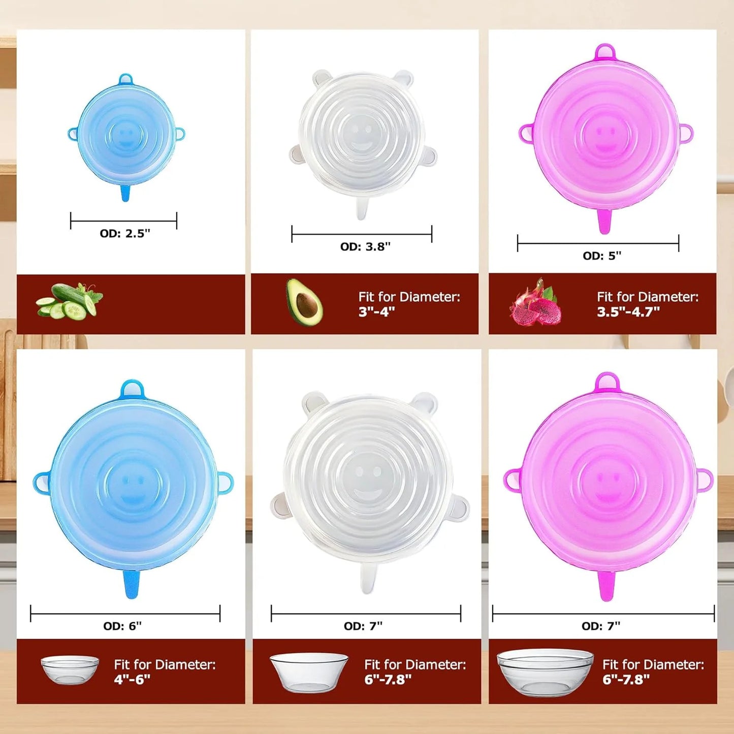 Silicone Stretch Lids Seal in Flavors, Keep Food Fresh