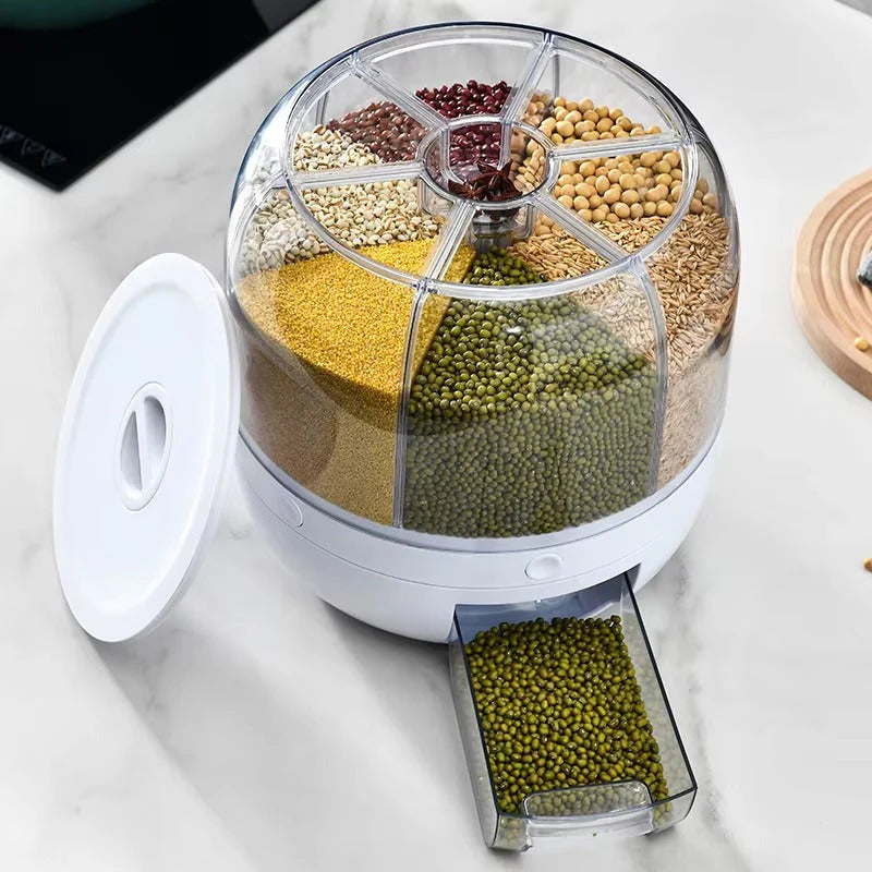 360  Rotating Grain Storage Food Dispenser With Button Moisture Resistant.