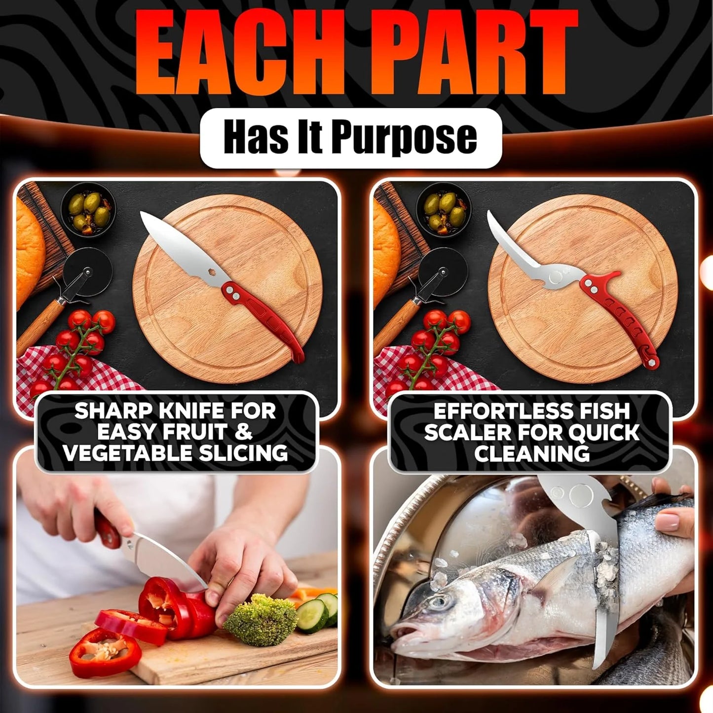 Kitchen Food Scissors – 2-in-1 Cutting Board Scissors