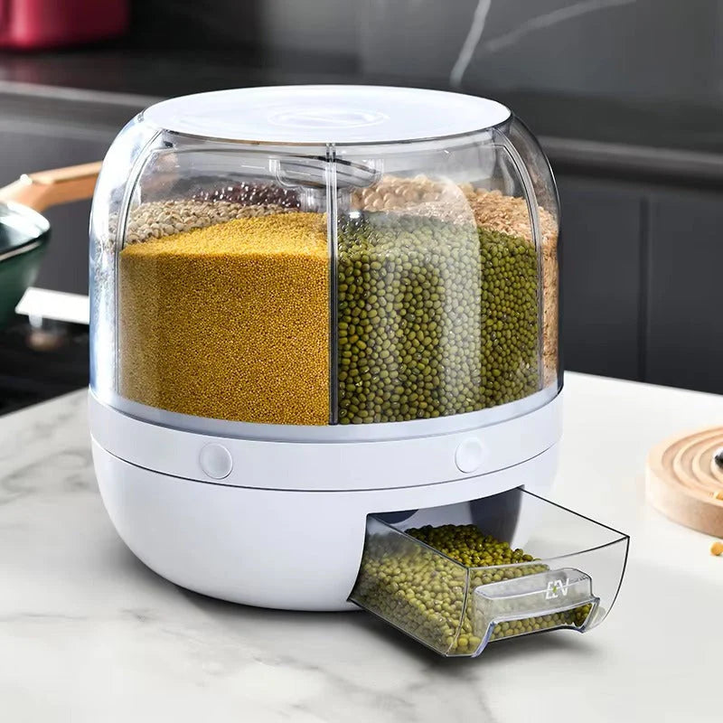 360  Rotating Grain Storage Food Dispenser With Button Moisture Resistant.